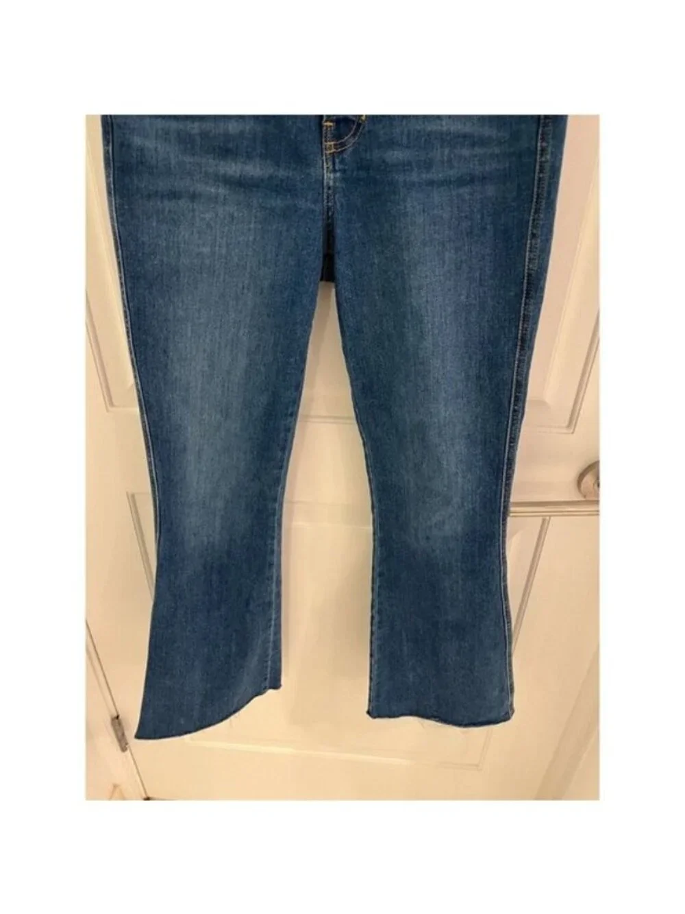 NWOT Veronica Beard‎ Carson Ankle Flare High Rise Raw Hem Blue Jeans Size 28
